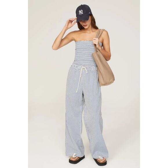 DONNI. Pants - Donni NWOT Cotton Pop Pants Navy & White Striped Small